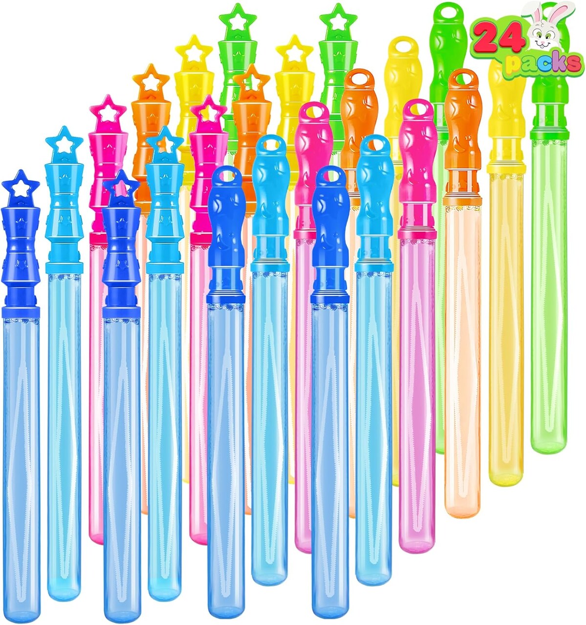 24 Pack 14’’ Bubble Wands Assortment, 6 Colors Giant Bubble Wands Party Favors Kids Summer Toys Outdoor Play Toys Games Christmas Birthday Party